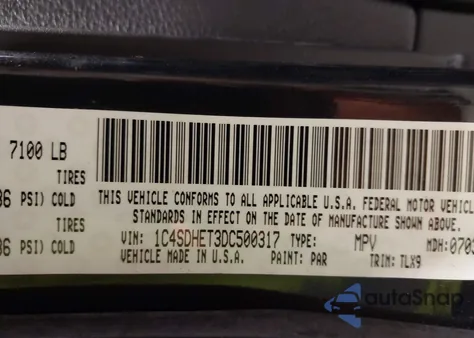2013 Dodge Durango Citadel z USA, uszkodzony, nr VIN 1C4SDHET3DC500317